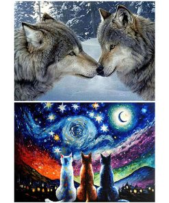Starry Night Cat-Paint by Numbers-60x40cm