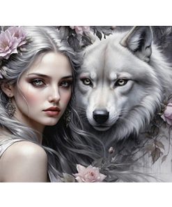 Woman And Wolf-Paint by Numbers-50x40cm