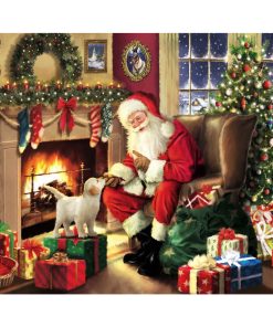 Santa Claus And Puppy-Paint by Numbers-50x40cm