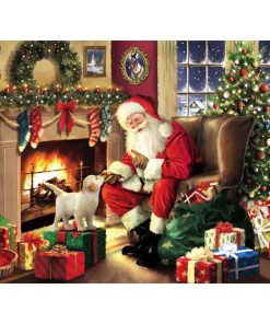 Santa Claus And Puppy-Paint by Numbers-40x30cm