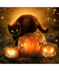 Halloween Black Cat-Paint by Numbers-50x40cm