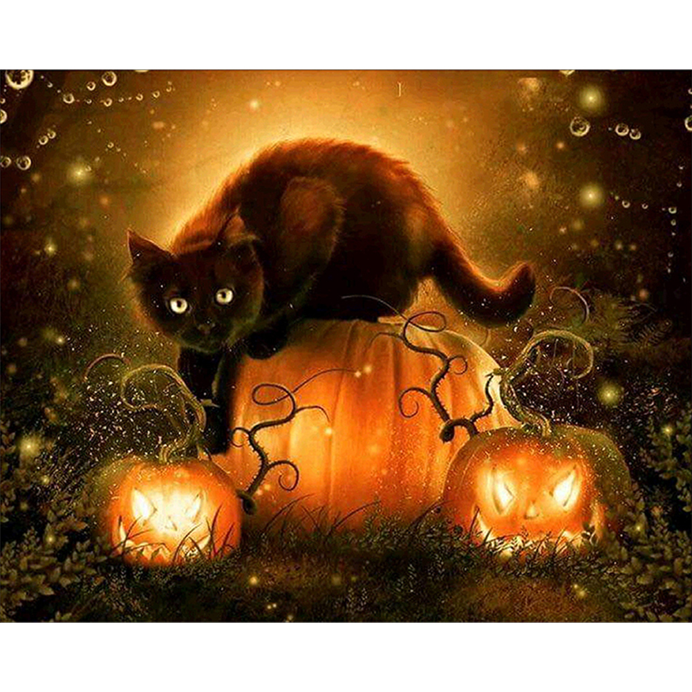 Halloween Black Cat-Paint by Numbers-50x40cm