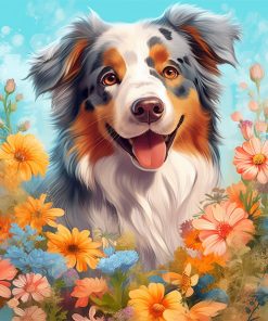 Dog In Flower-Paint by Numbers-16x16/40x40cm